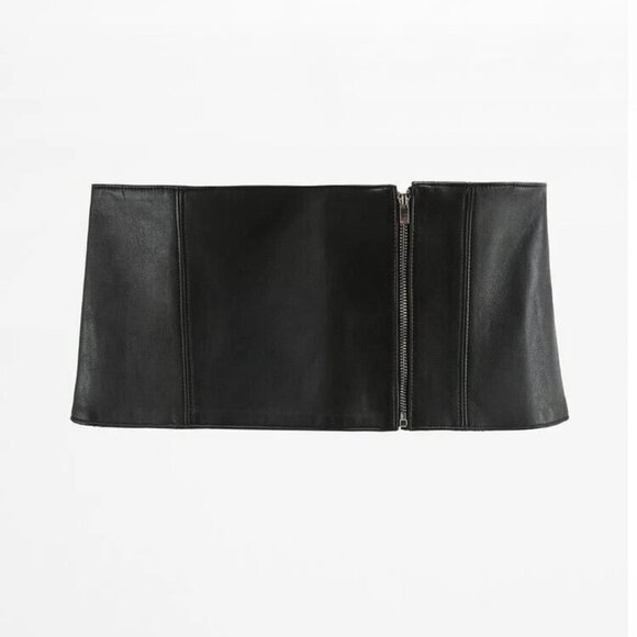 ZARA Zip Front Leather Corset Belt - Picture 3 of 5